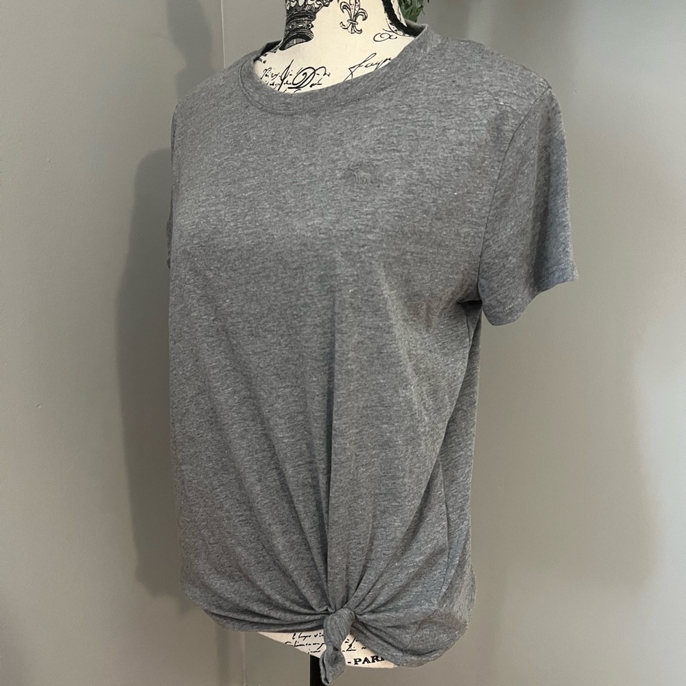 NWOT - Abercrombie Kids Girls Grey Tie-Front Top - Picture 4 of 7